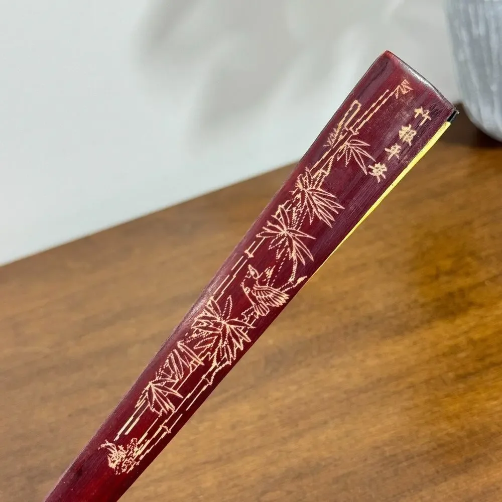 Vintage Asian Folding Hand Fan Geisha Lady Floral Silk Bamboo Wall Decor 9